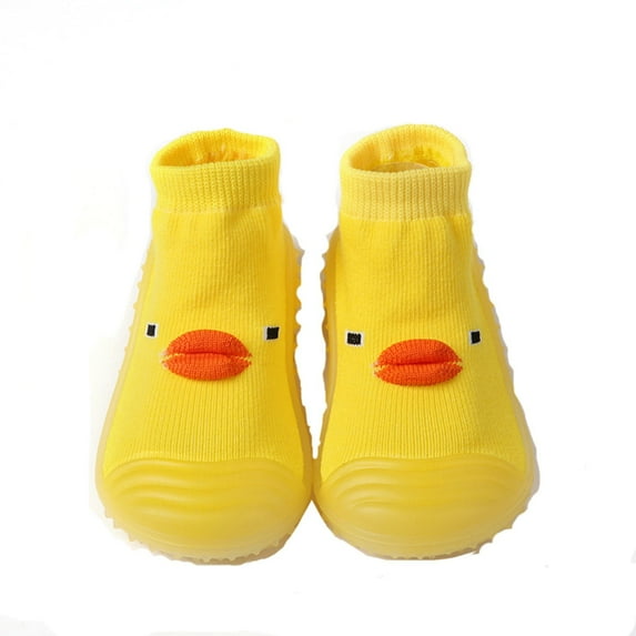 Baby Shoes Size 18 For 0 Months-6 Months Home Slippers Cartoon Warm House Slippers Lined Winter Indoor Kids Sneakers Yellow