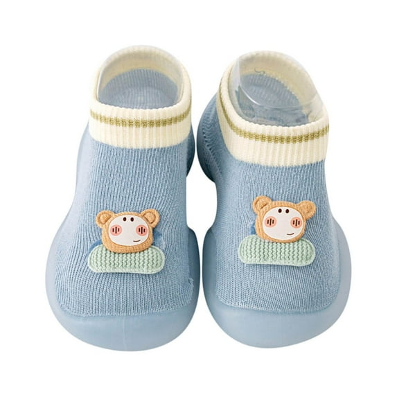 Baby Shoes Size 20 For 6 Months-12 Months Boys Animal Cartoon Socks Warmthe Floor Socks Non Slip Prewalker Toddler Sneakers Blue