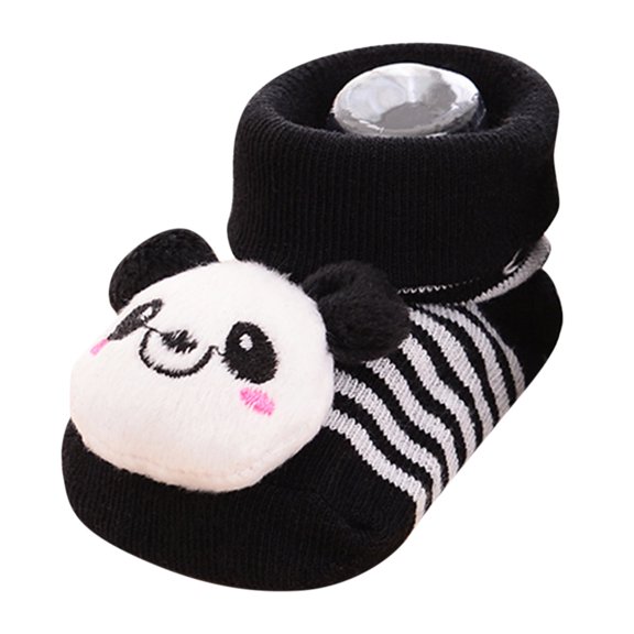 Baby Shoes Size M For 12 Months-24 Months Boys Socks Anti-Slip Stereoscopic 3D Cartoon Floor Toddler Sneakers Black