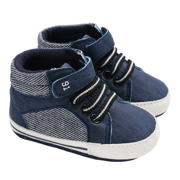 Baby Shoes,Sneakers Baby Soft Sole First High Top Casual Lightweight Breathable Learning,Baby Boy Shoes,Blue,11/1
