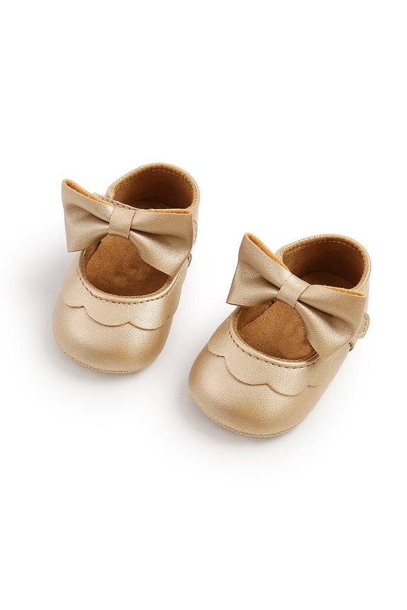 Baby Shoes,Sneakers Soft Sole First Baby Girls Elegant Bow Comfortable Lightweight,Baby Shoes,Gold,6-12 Months