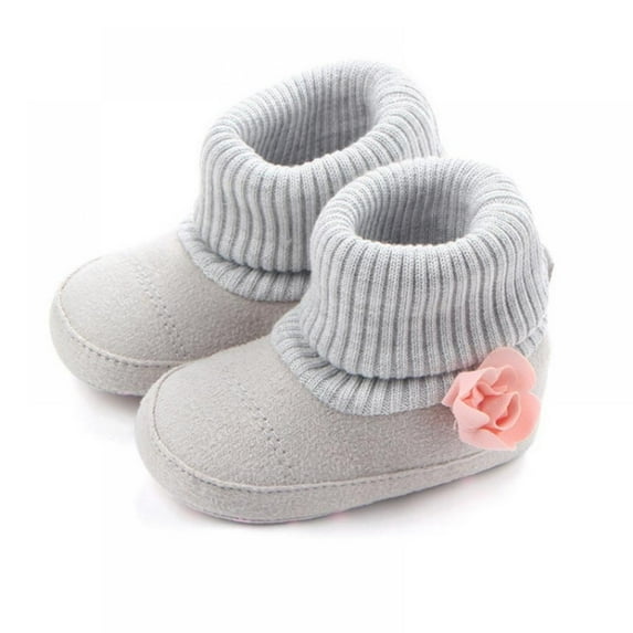 Baby Shoes Socks Boot Indoor Slipper for Newborn Infant Girl Boy,Elastic Knit Tube Shoes Indoor Slipper Anti-Slip Cotton Booties with Flowers Toddler First Walkers