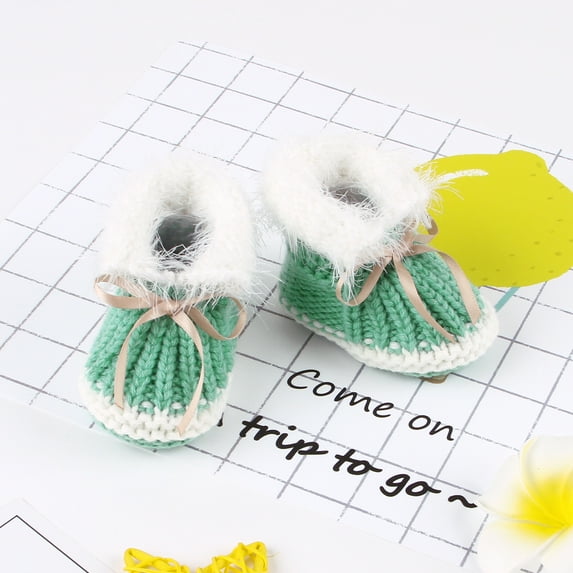 Baby Shoes Solid Knit Winter Toddler Infant Slip-On Warm Bed Shoes Autumn Hand Made Newborn Girls Boys Boot Fashion Cute Bowknot