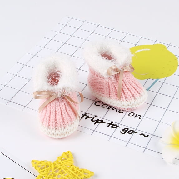 Baby Shoes Solid Knit Winter Toddler Infant Slip-On Warm Bed Shoes Autumn Hand Made Newborn Girls Boys Boot Fashion Cute Bowknot