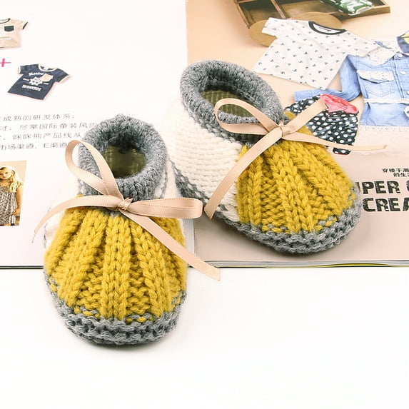 Baby Shoes Stitching Knit Newborn Girl Boy Boot Fashion Butterfly-knot Toddler Infant Slip-On Bed Shoes 0-25M Hand Made Hot Sold