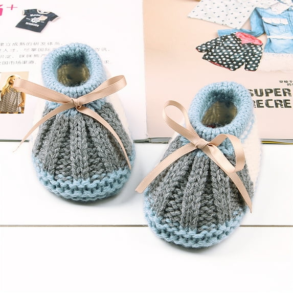 Baby Shoes Stitching Knit Newborn Girl Boy Boot Fashion Butterfly-knot Toddler Infant Slip-On Bed Shoes 0-27M Hand Made Hot Sold