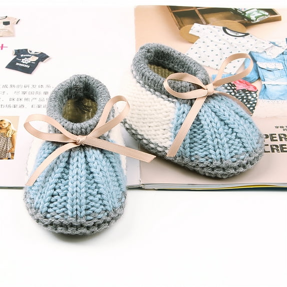 Baby Shoes Stitching Knit Newborn Girl Boy Boot Fashion Butterfly-knot Toddler Infant Slip-On Bed Shoes 0-36M Hand Made Hot Sold