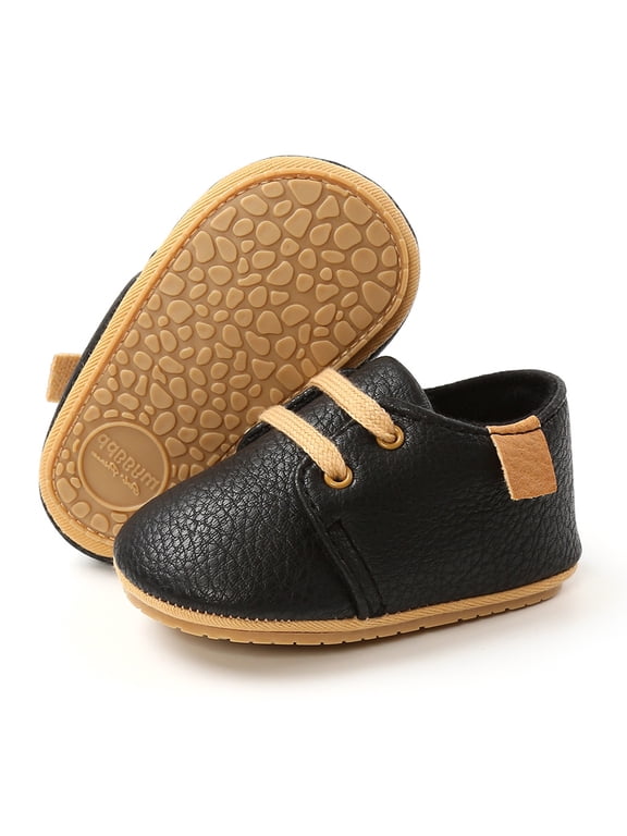 Baby Shoes Toddler First Walkers Shoes TPR-Sole for Baby Boys Girls Unisex Anti-Skid Shoes Lace-up Shoes for Babies