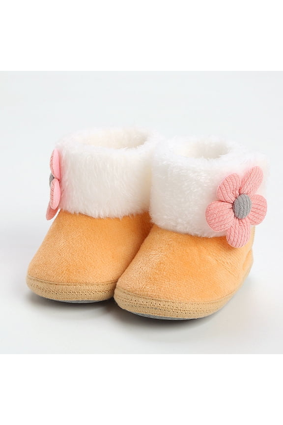 Baby Shoes Toddler Shoes Warm Boots Shoes Fashion Printing Non Breathable Boots Boots with Bows Baby Hard Bottom Shoes Easter Booties Cold Weather Gear Baby Size 4 Baby Shoes Girl Baby Wide