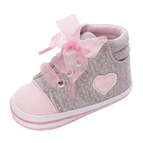 Baby Shoes Walking Shoes Spring Autumn Casual Shoes Light Flat Sole Solid Color High Top Warm Comfortable Ribbon Bow Girls Sneakers,Size 0 Months-6 Months