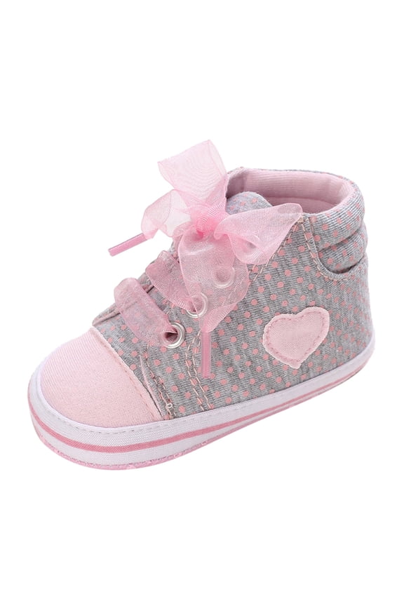 Baby Shoes Walking Shoes Spring Autumn Casual Shoes Light Flat Sole Solid Color High Top Warm Comfortable Ribbon Bow Girls Sneakers,Size 0 Months-6 Months