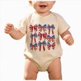 thumbnail image 1 of Baby Short Sleeve Bodysuit with Patriotic Bow Print,Cute Romper Top, 1 of 7