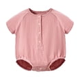thumbnail image 1 of Baby Short Sleeve Bodysuits Romper Summer Boys Outfit Soft Breathable Casual Daily Wear Unisex Cute Print Solid Easy Snap CrotchLight Pink6-9 Months, 1 of 2