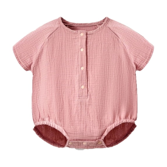 Baby Short Sleeve Bodysuits Romper Summer Boys Outfit Soft Breathable Casual Daily Wear Unisex Cute Print Solid Easy Snap CrotchLight Pink6-9 Months