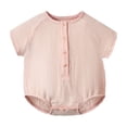 thumbnail image 1 of Baby Short Sleeve Bodysuits Romper Summer Boys Outfit Soft Breathable Casual Daily Wear Unisex Cute Print Solid Easy Snap CrotchPink12-24 Months, 1 of 2