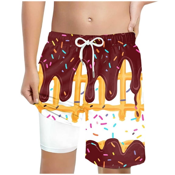 Baby Shorts 6-9 Months Boy Ice Cream Shorts Boys Summer Cute Preppy Ice Cream Drip Baseball Shorts Casual Elastic Waist Short-Pants with Pockets 2-14 Y