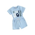 thumbnail image 1 of Baby Shorts Set, Short Sleeve Crew Neck Letters Print T-shirt with Shorts 2-piece Outfit, 1 of 9