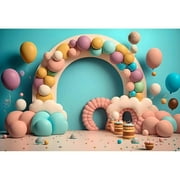 Baby Shower 1st Birthday Backdrops Photography Colorful Balloon Arch Flower Door Candy Bar Party Decor Background Photocall Prop