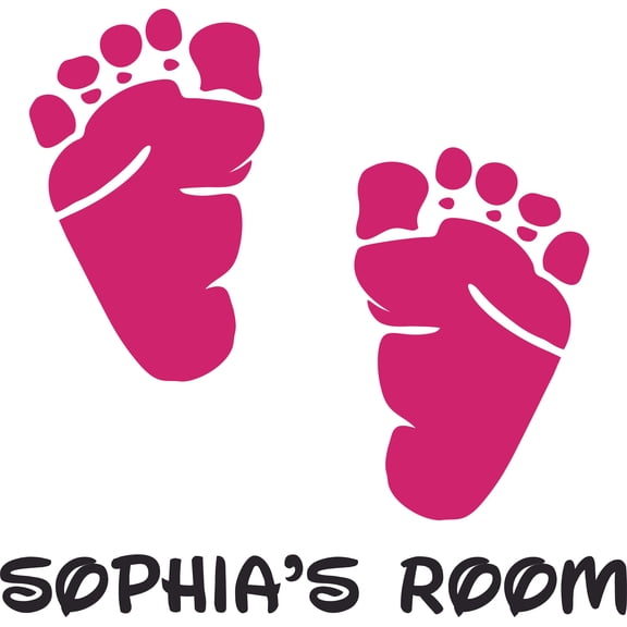 Baby Shower Babies Feet Print Customized Wall Decal - Custom Vinyl Wall Art - Personalized Name - Baby Girls Boys Kids Bedroom Wall Decal Room Decor Wall Stickers Decoration Size (20x20 inch)