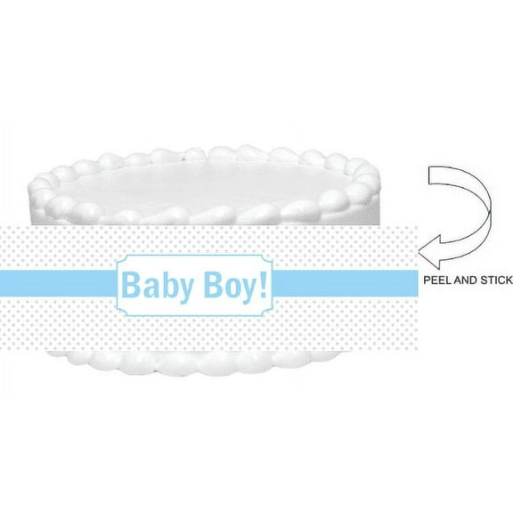 Baby Shower Baby Boy Peel and Stick Edible Cake Decoration Image Wrap Ribbon - Burlap Brown