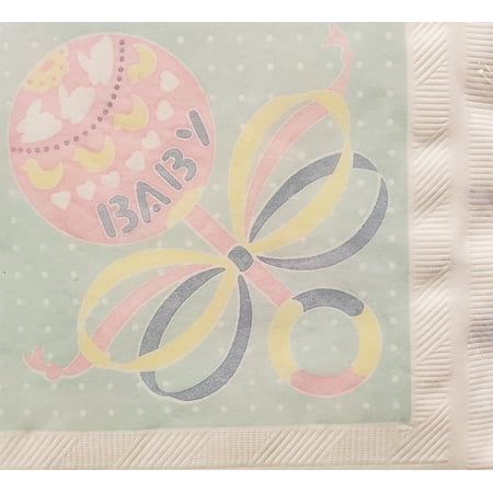Baby Shower 'Baby Rattle' Small Napkins 3ply (50ct)