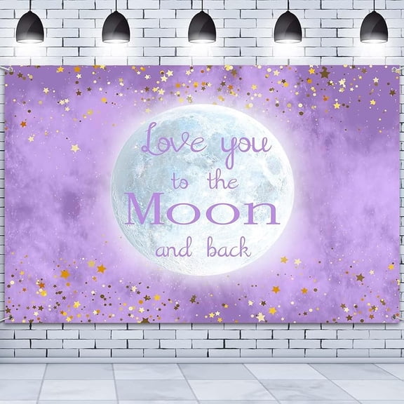 Baby Shower Backdrop Love You to The Moon and Back Photography Background Golden Star Bday Baby Shower Party Decorations Banner Supplies Photo Booth Props