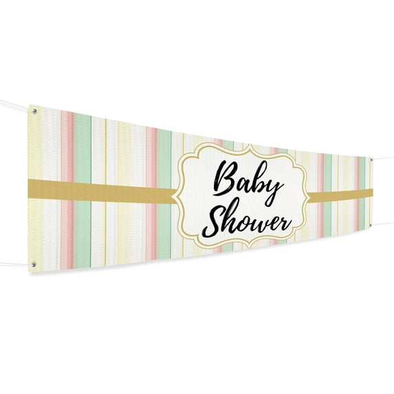 Baby Shower Banner Sign For Outdoor-Indoor Use 6x2 Ft Large Custom Banner and Signs with Hanging Rope Baby Shower Backdrop for Party Decor Oxford Cloth Sublimation Banner for Easy Hang