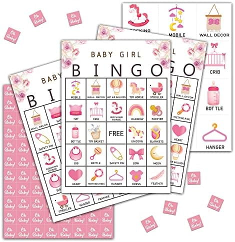 Baby Shower Bingo Games Cards, Floral Babyshwoer Bingo Game, Gender Reveal Party Games, Baby Shower Decorations Favors, 24 Adults Players Game Cards (A04)$$Home Decor, Kitchen, & Other