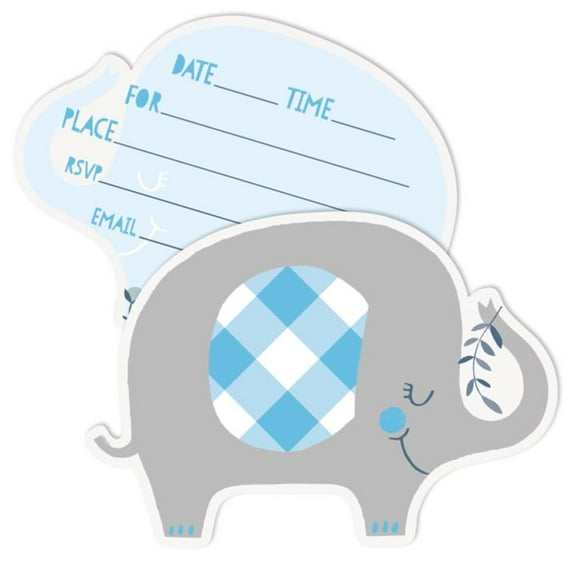 Baby Shower 'Blue Floral Elephant' Postcard Invitations with Envelopes (8ct)