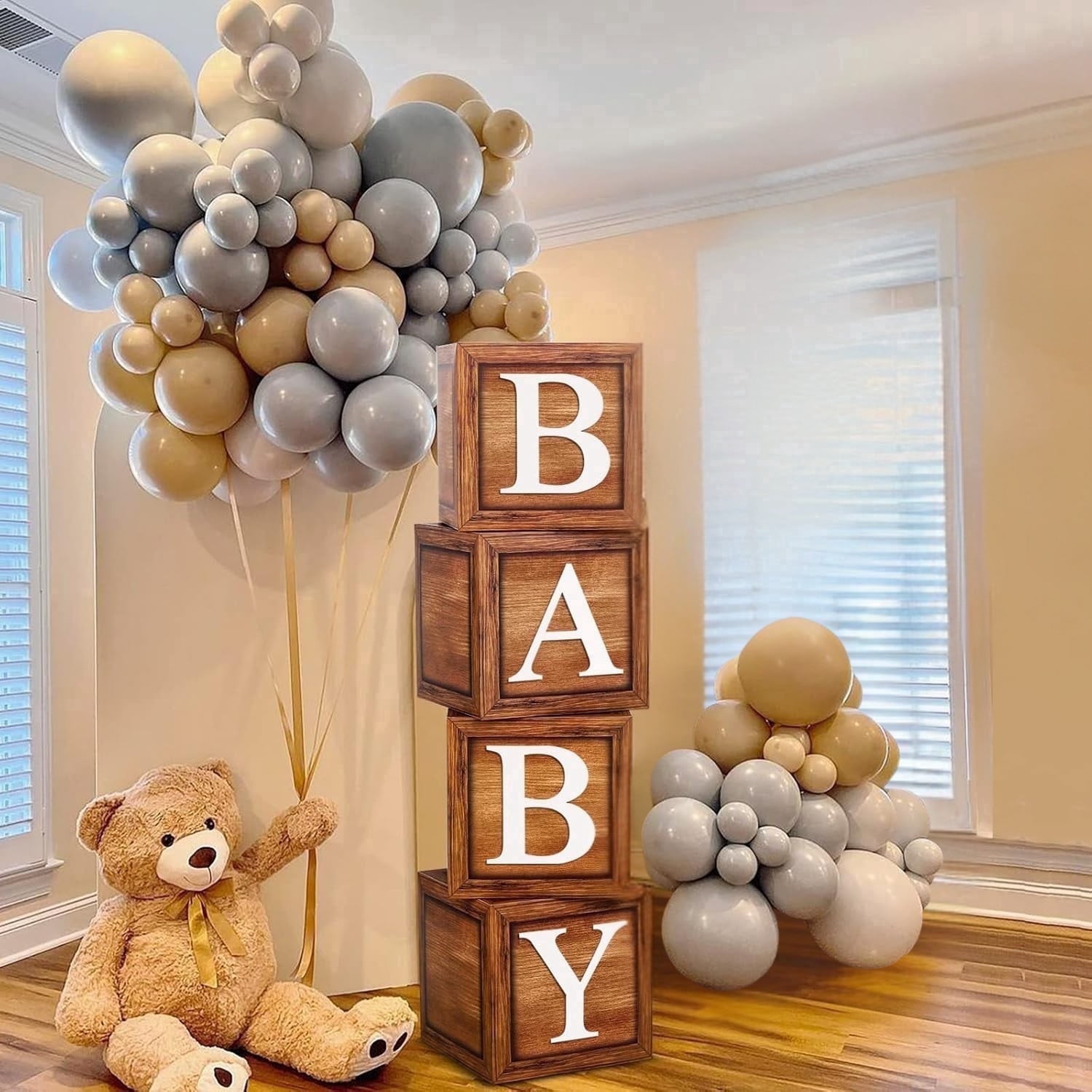 boxes block letters baby shower