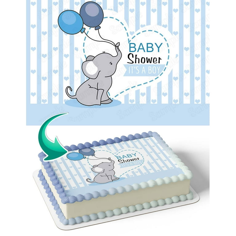 Baby Shower Boy Elephant Its A Boy IAB Edible Image Cake Topper