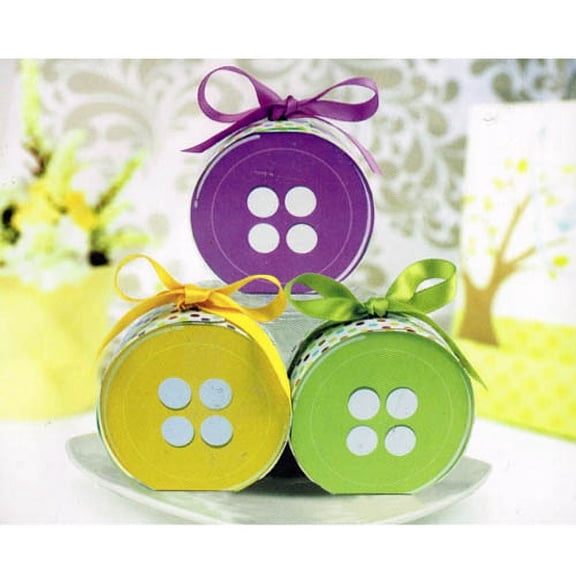 Various Baby Shower Buttons Favor Boxes, Purple, 24 Count