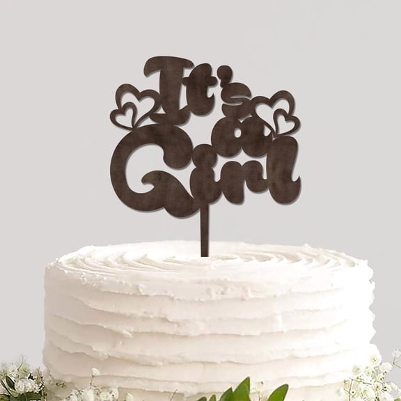 Baby Shower Cake Topper It's A Girl Double Sided Rustic Wood Pastry Cake Insert Topper for Baby Baptism New Baby Boys And Girls Gender Reveal Party Funny Cake Decor Baby Birthday Party Decoration