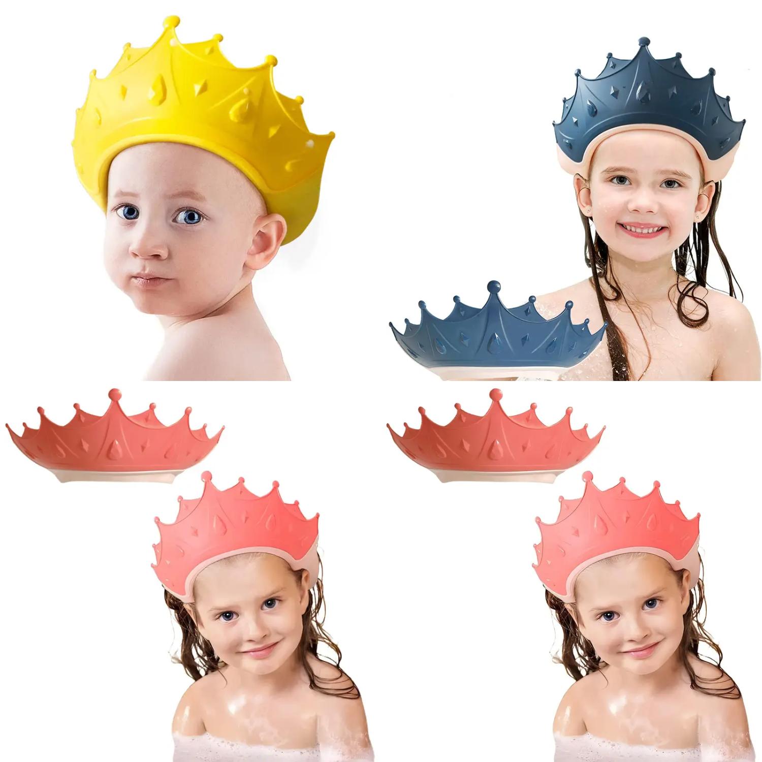 Baby Shower Cap Guards Kids Shower Caps Crown Molded Shower Caps Protect Toddler Eyes And Ears