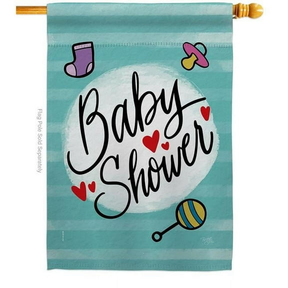 Baby Shower Celebration New Born Double-Sided Garden Decorative House Flag, Multi Color