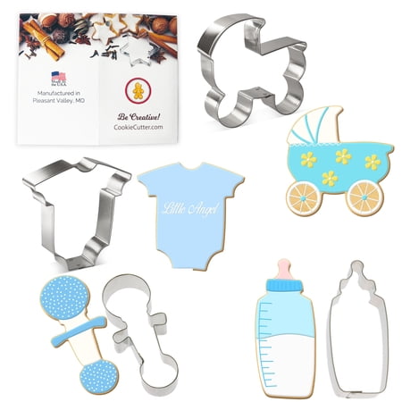 Baby Shower Cookie Cutter 4 Pc Set - Foose Cookie Cutters - USA Made - Tin Plated Steel - Cookie Mold