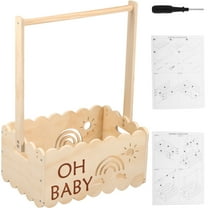 Baby Shower Crate with Handle Wood Baby Crate Closet Cute Baby Hamper Basket Practical Baby Storage Crate Multipurpose Baby Shower Basket Baby Crate for New Born Baby New Parents