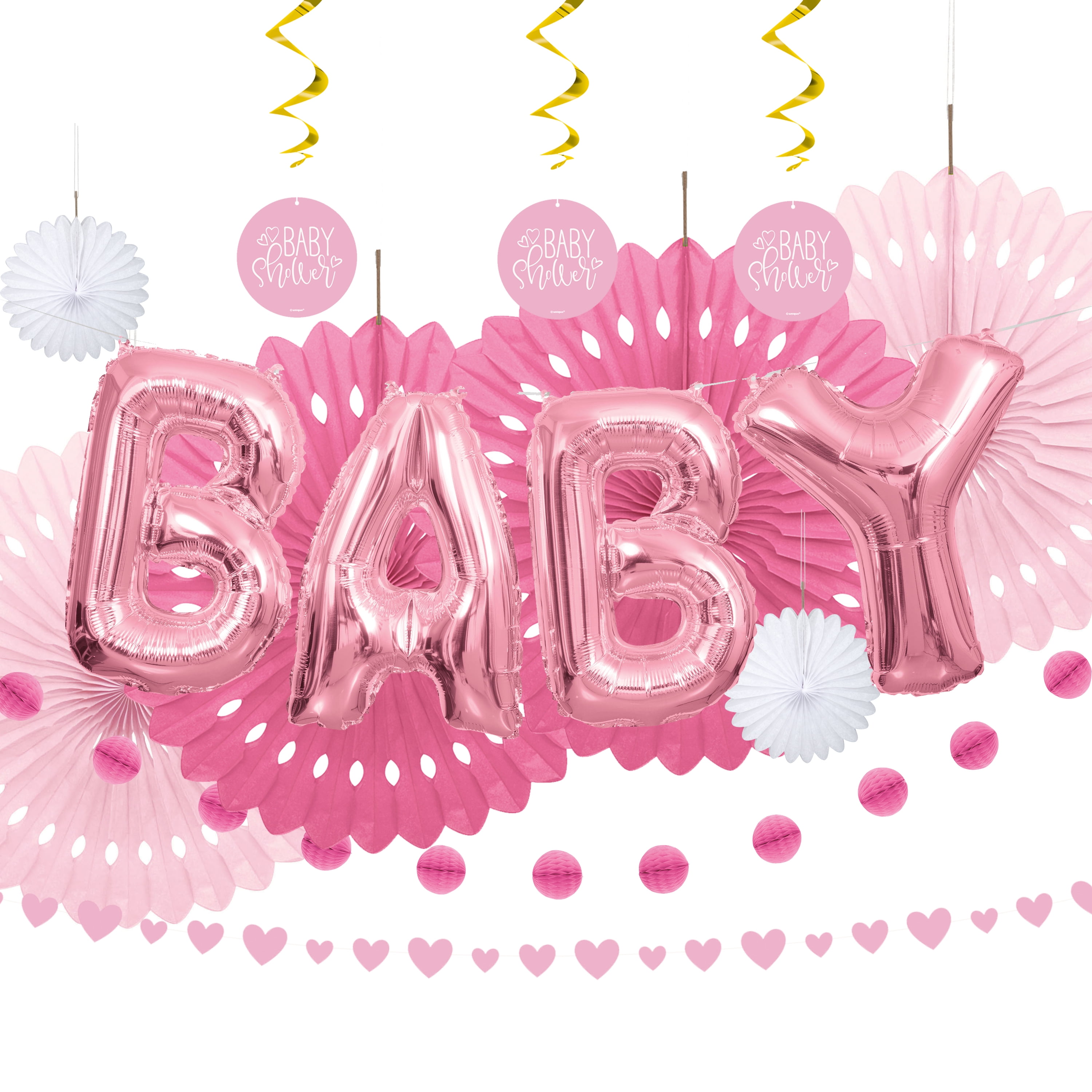 Baby Shower Decorating Kit, Pink, 14pc