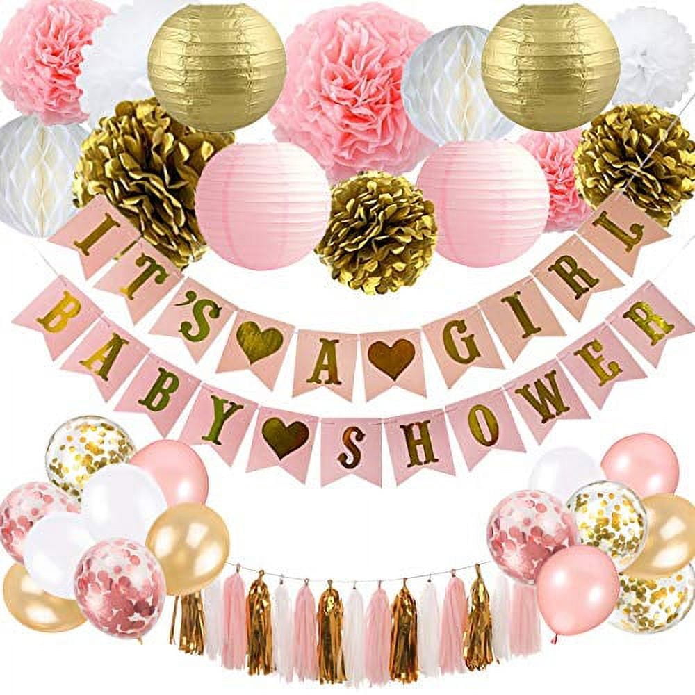 BABY SHOWER Sweet Floral HONEYCOMB DECORATIONS W/ TASSELS (3ct