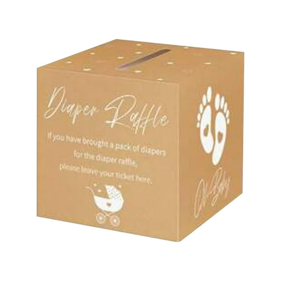 Baby Shower Diaper Raffle Game Set with 50 Tickets and Decorative Box for Gender Reveal Party Decorations