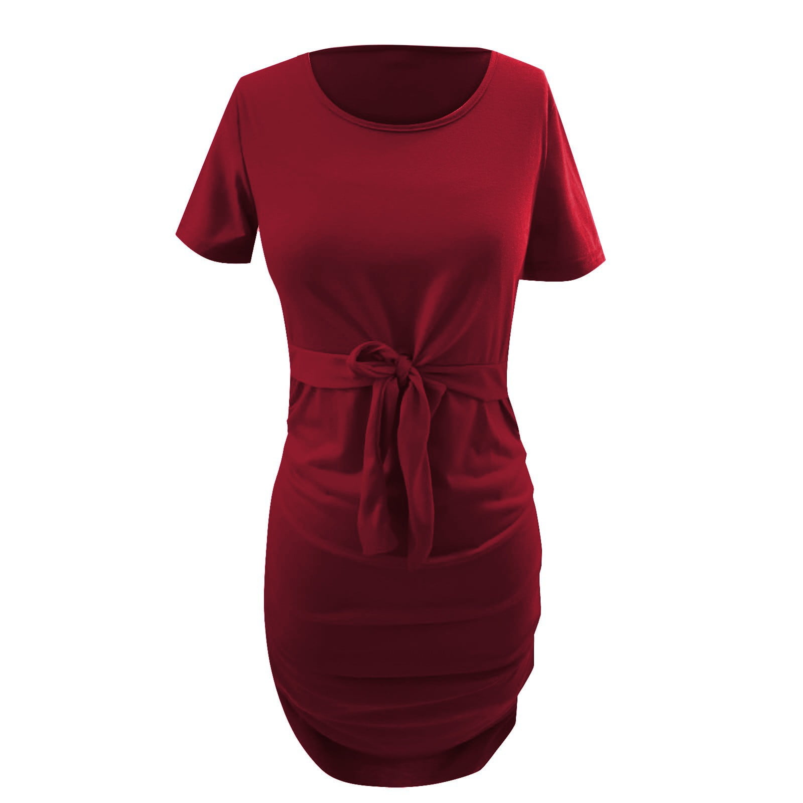 Baby Shower Dress Red DressMaternity Wear Lactation Round Neck Short