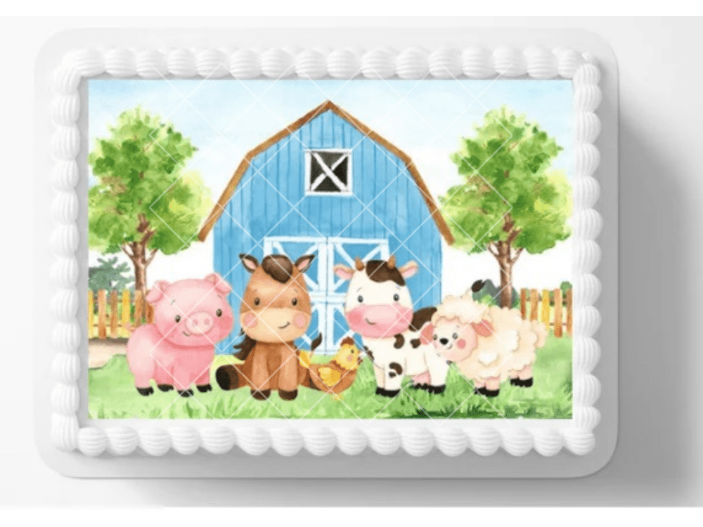 Farm Barnyard Animals Baby Shower Edible Image Cake Topper, by ToriBellas Designs