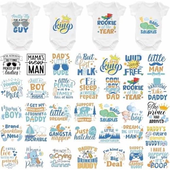 Baby Shower Games Iron on Transfers for T-Shirts, Cute Baby Boy DTF Transfers Ready to Press Heat Transfers Vinyl, Iron on Patches Decals for Baby Clothes Bibs Bodysuit DIY Crafts$$Art & Craft