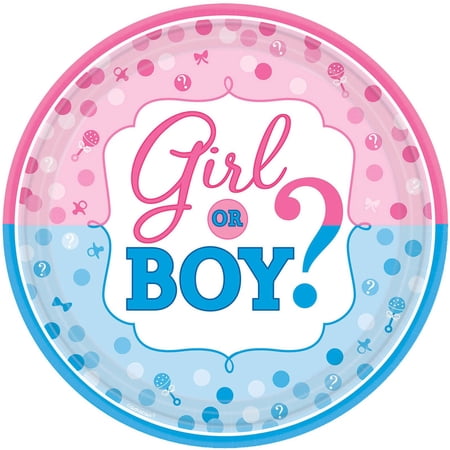 Baby Shower Gender Reveal 'Girl or Boy' Extra Large Paper Plates (8ct)