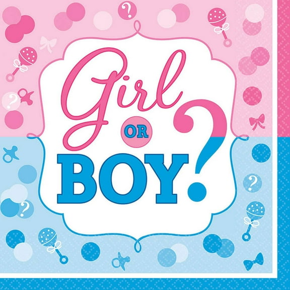 Baby Shower Gender Reveal 'Girl or Boy' Lunch Napkins (16ct)