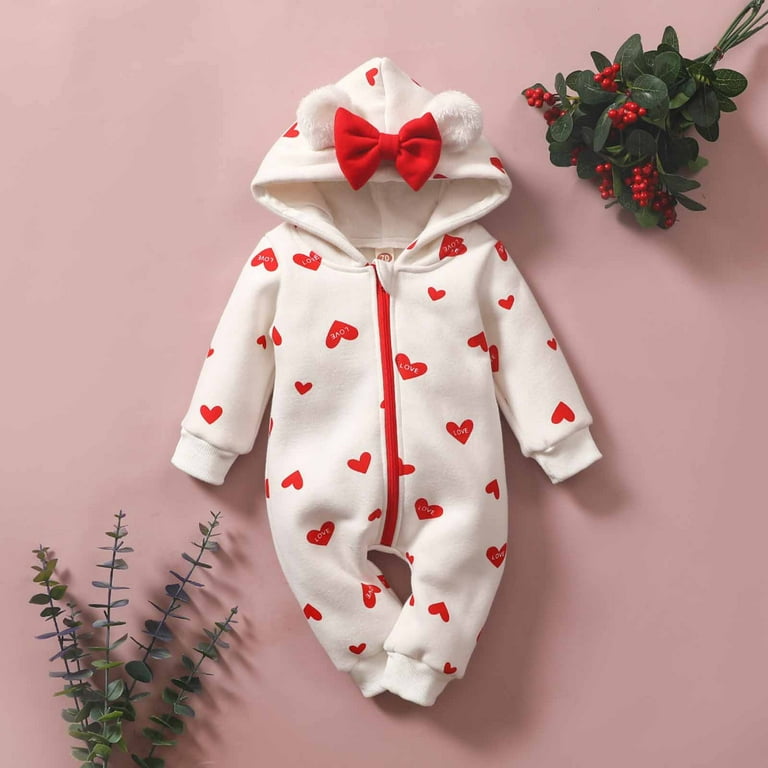 Baby Shower Gifts for Boys Girl aohooy Spring and Autumn Infant Toddler Baby Love Bow Zipper Shirt Long Sleeve Hooded Romper Thin Bodysuit Jumpsuit