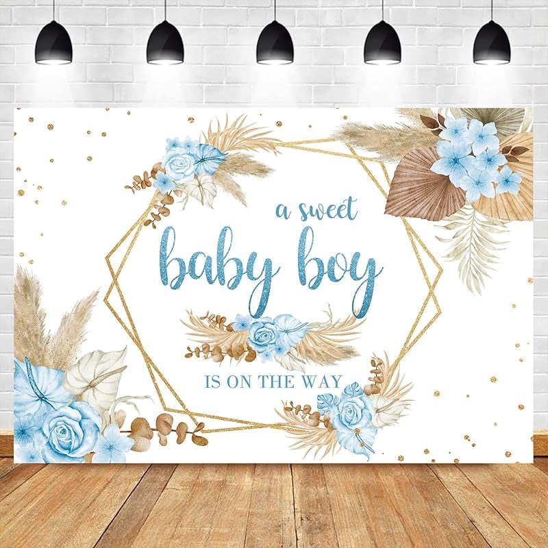 Oh Boy Boho Backdrop - 7x5ft Pampas Grass Photography Background For Baby Showers & Parties