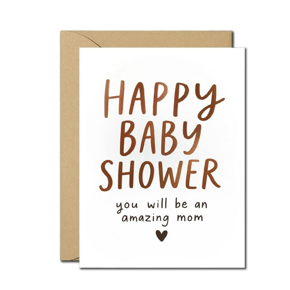 Baby Shower Greeting Card - “Happy Baby Shower, You Will Be an Amazing Mom” Simple & Heartfelt Design, Blank Inside, Includes Envelope - Perfect for Expecting Moms & Baby Showers