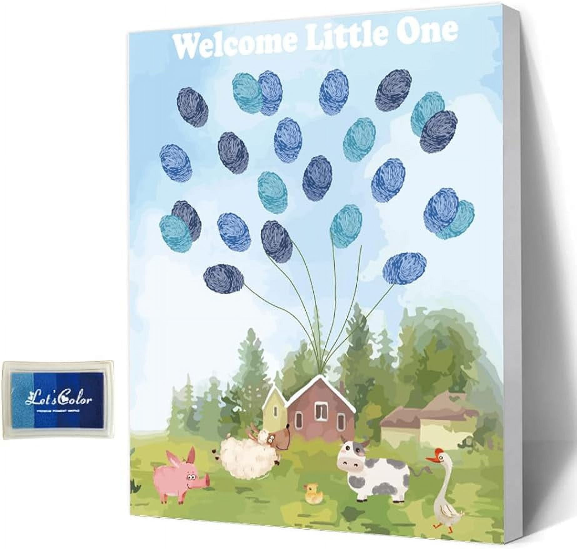 Baby Shower Guest Book Animals Theme Baby Gender Reveal Fingerprint
