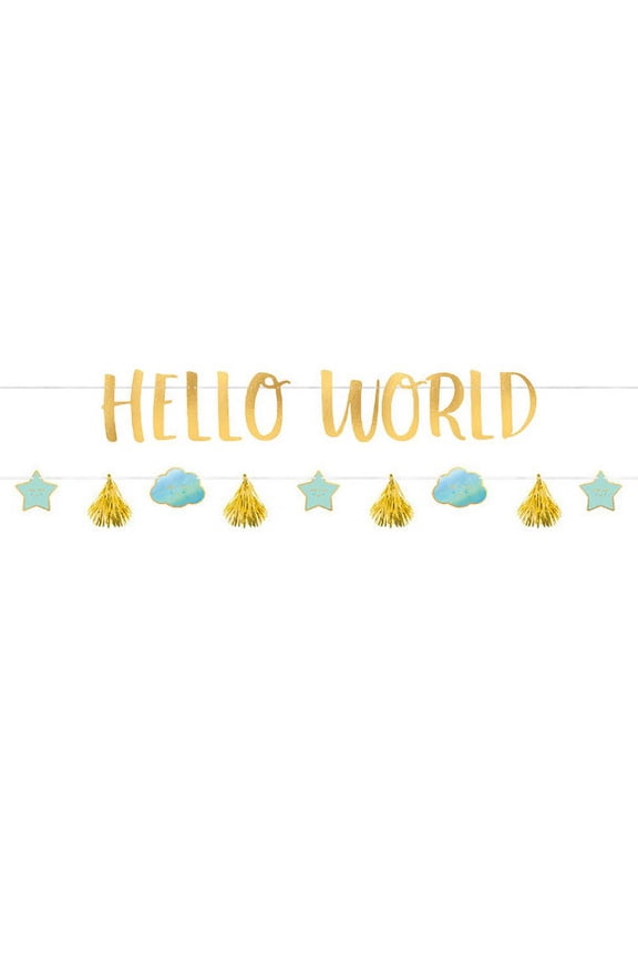 Baby Shower 'Hello World Boy' Banner Kit (2pc)